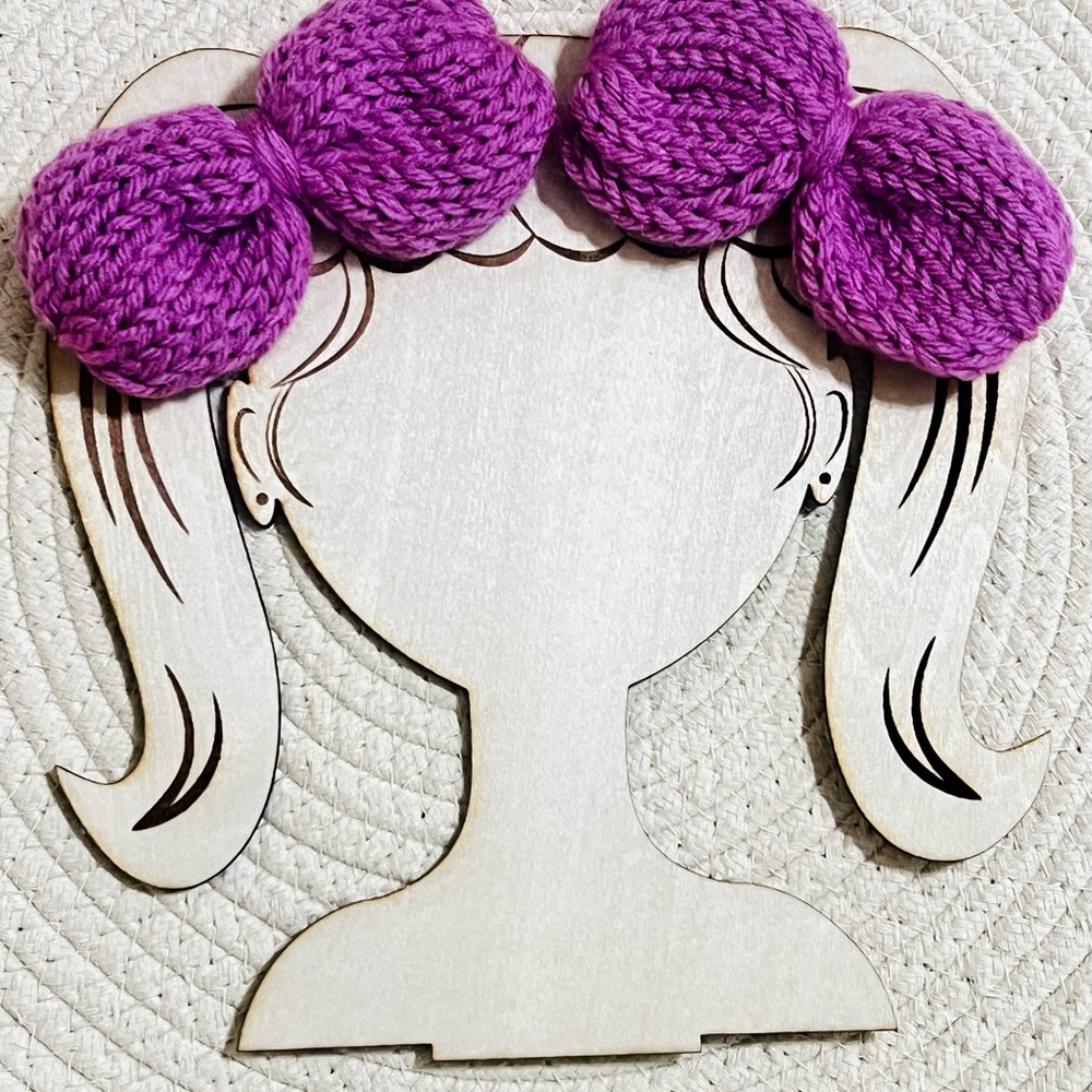 Purple Knit Hair Bow for Kids